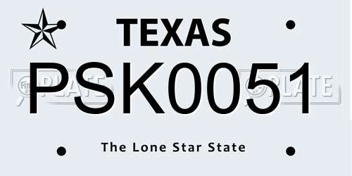 PSK0051 Texas License Plate