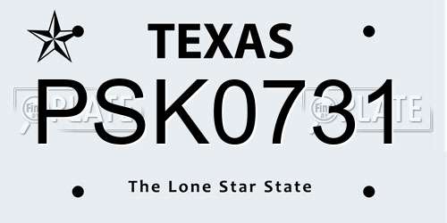 PSK0731 Texas License Plate