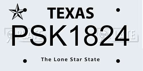 PSK1824 Texas License Plate