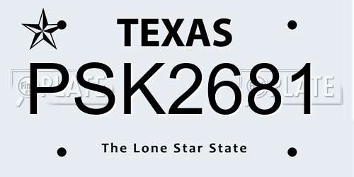 PSK2681 Texas License Plate