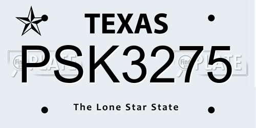 PSK3275 Texas License Plate