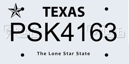 PSK4163 Texas License Plate