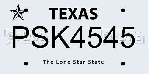PSK4545 Texas License Plate