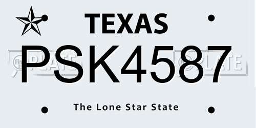PSK4587 Texas License Plate