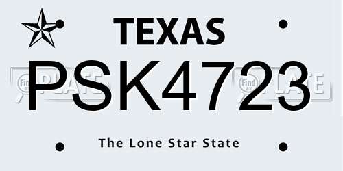 PSK4723 Texas License Plate