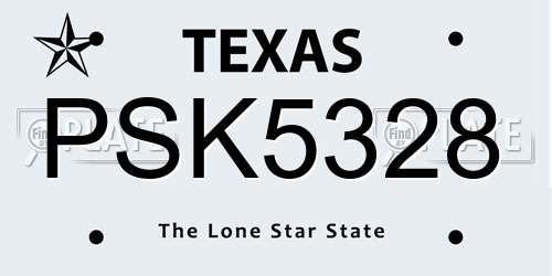 PSK5328 Texas License Plate