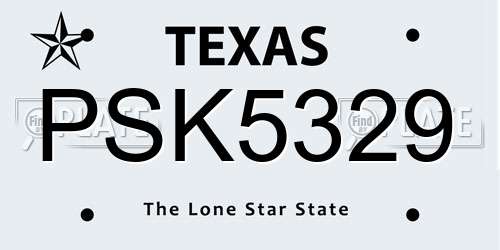 PSK5329 Texas License Plate