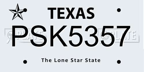 PSK5357 Texas License Plate