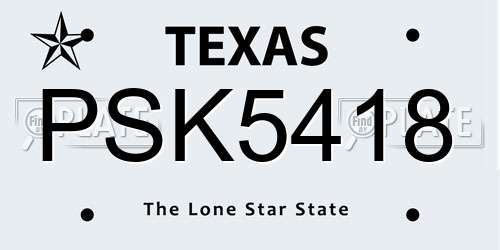 PSK5418 Texas License Plate