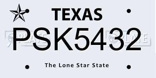 PSK5432 Texas License Plate