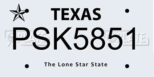 PSK5851 Texas License Plate