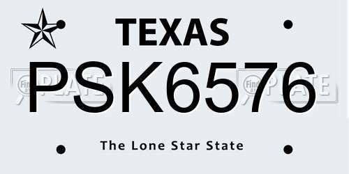 PSK6576 Texas License Plate