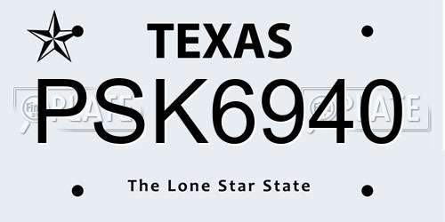 PSK6940 Texas License Plate