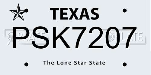 PSK7207 Texas License Plate