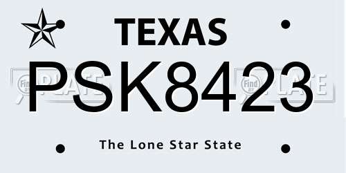 PSK8423 Texas License Plate