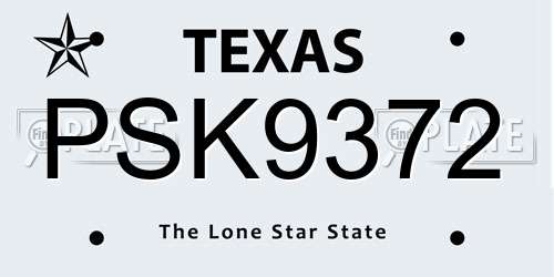 PSK9372 Texas License Plate