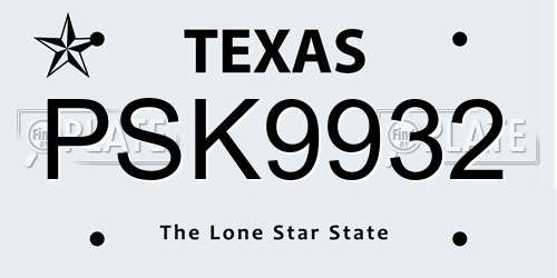 PSK9932 Texas License Plate