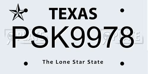 PSK9978 Texas License Plate