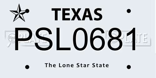 PSL0681 Texas License Plate