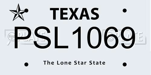 PSL1069 Texas License Plate