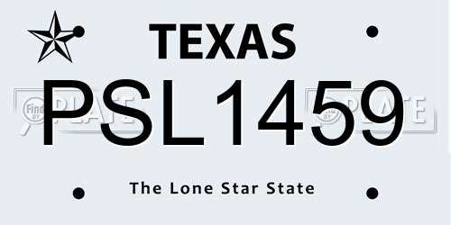 PSL1459 Texas License Plate