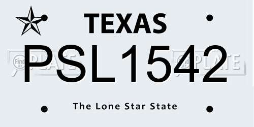 PSL1542 Texas License Plate