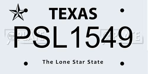 PSL1549 Texas License Plate