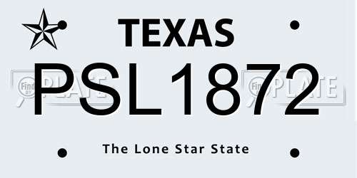 PSL1872 Texas License Plate