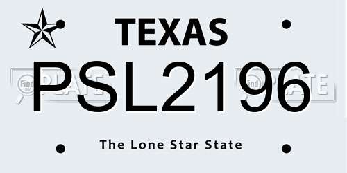 PSL2196 Texas License Plate