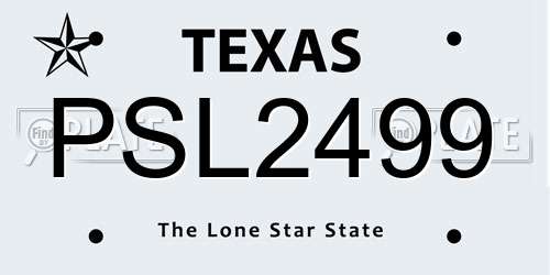 PSL2499 Texas License Plate