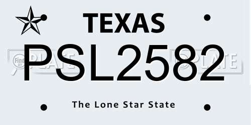 PSL2582 Texas License Plate