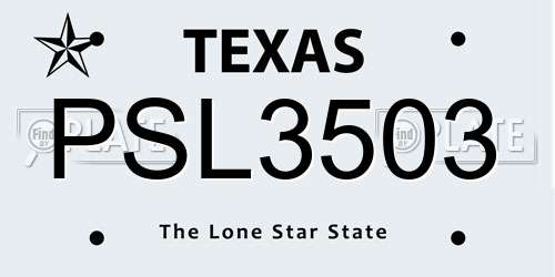 PSL3503 Texas License Plate
