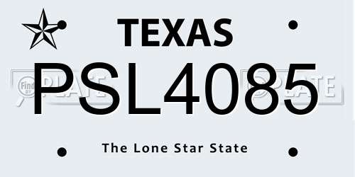 PSL4085 Texas License Plate