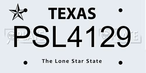 PSL4129 Texas License Plate