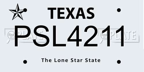 PSL4211 Texas License Plate