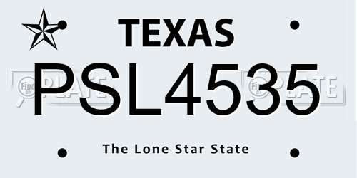 PSL4535 Texas License Plate