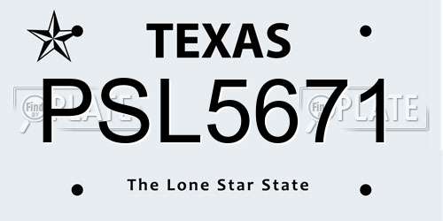 PSL5671 Texas License Plate