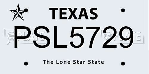 PSL5729 Texas License Plate