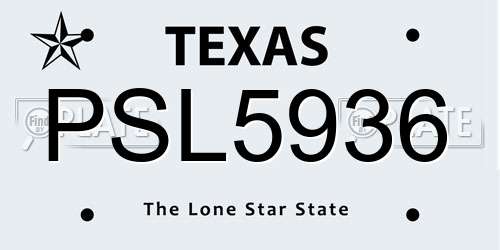 PSL5936 Texas License Plate