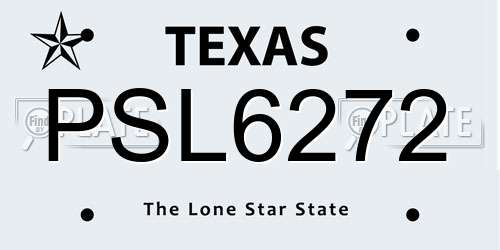 PSL6272 Texas License Plate