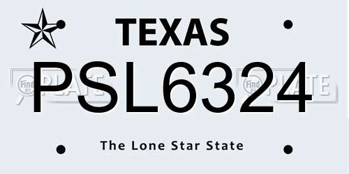 PSL6324 Texas License Plate