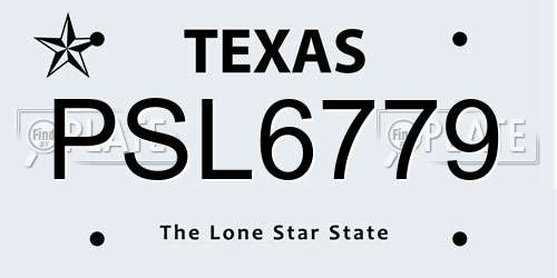 PSL6779 Texas License Plate