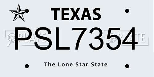 PSL7354 Texas License Plate