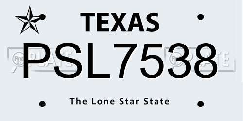 PSL7538 Texas License Plate