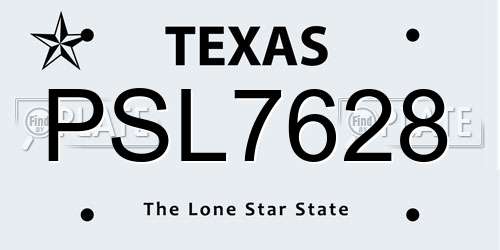 PSL7628 Texas License Plate