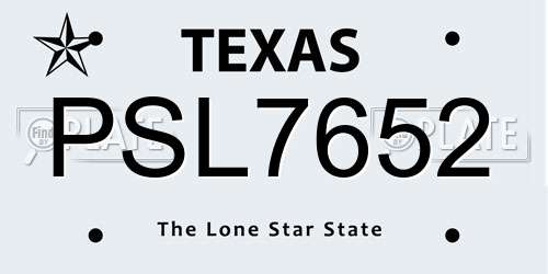 PSL7652 Texas License Plate