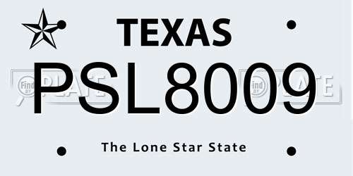 PSL8009 Texas License Plate