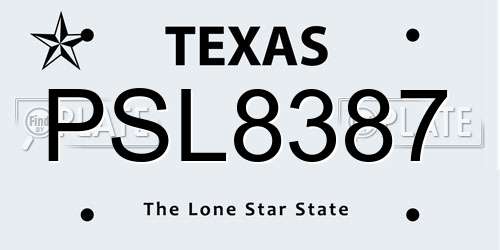 PSL8387 Texas License Plate