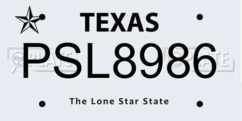 PSL8986 Texas License Plate