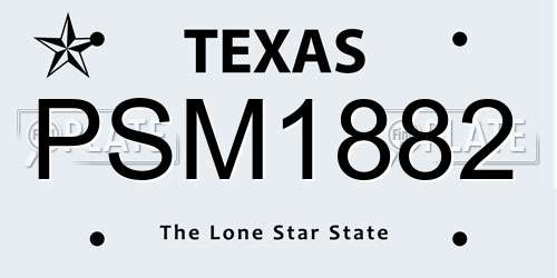 PSM1882 Texas License Plate